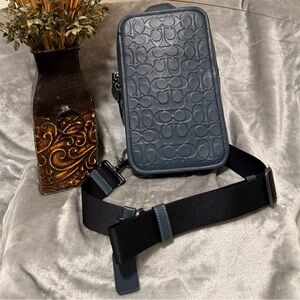 Coach Embossed Blue Belt Bag